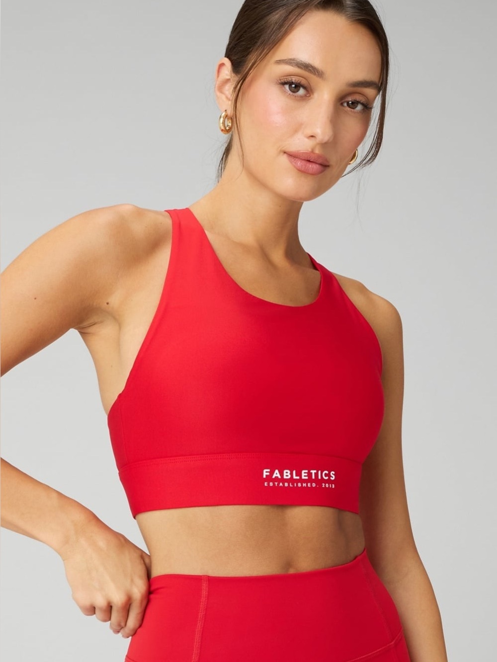 Fabletics Bold Red High-Neck Sports Bra